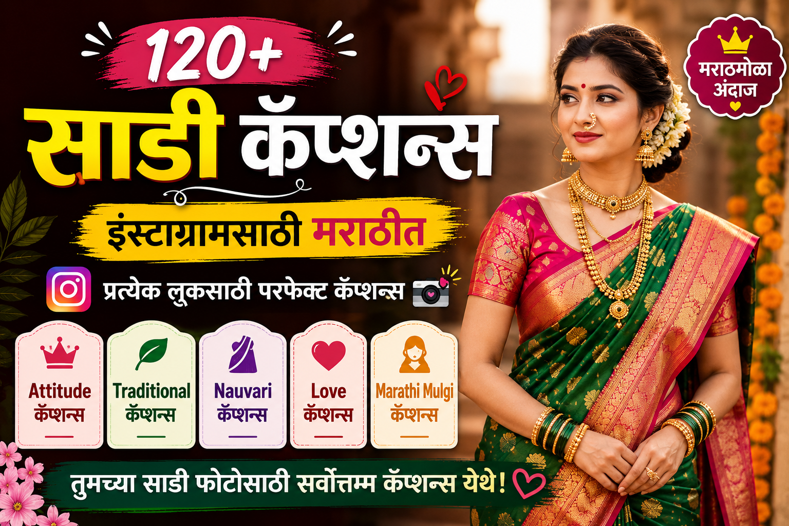 120+ Saree caption for instagram in marathi