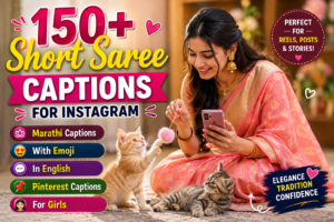 Short Saree Captions for Instagram 2026 | Marathi, English, Emoji👑 & Pinterest Captions🌺💫