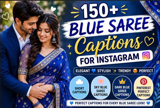 Blue Saree Caption For Instagram
